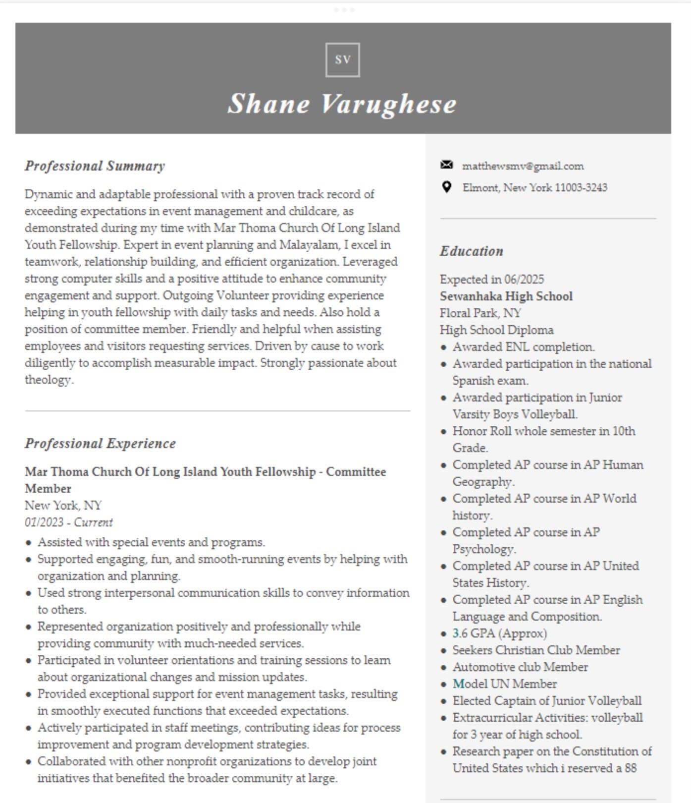 Shane Mathew Varughese