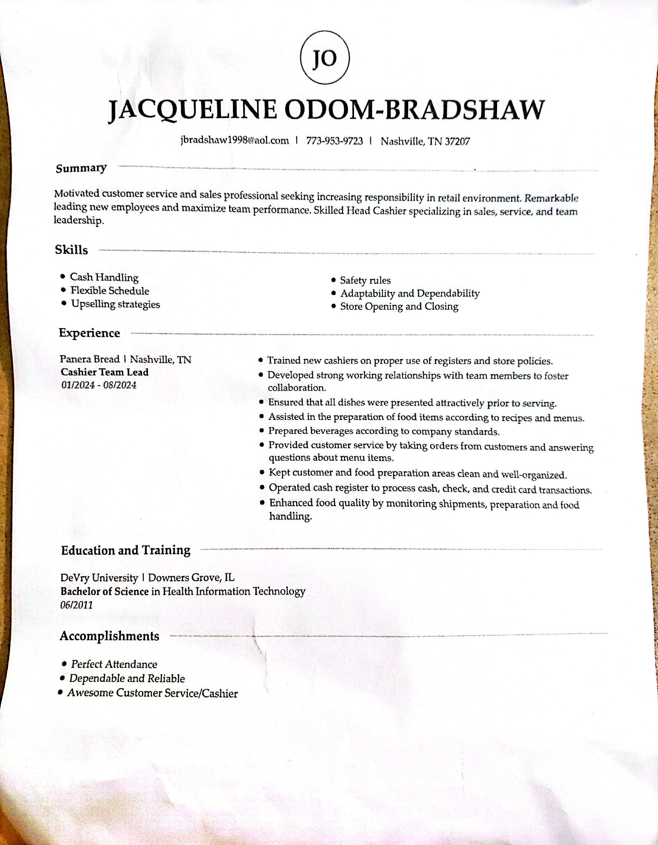 Jacqueline Odom-Bradshaw