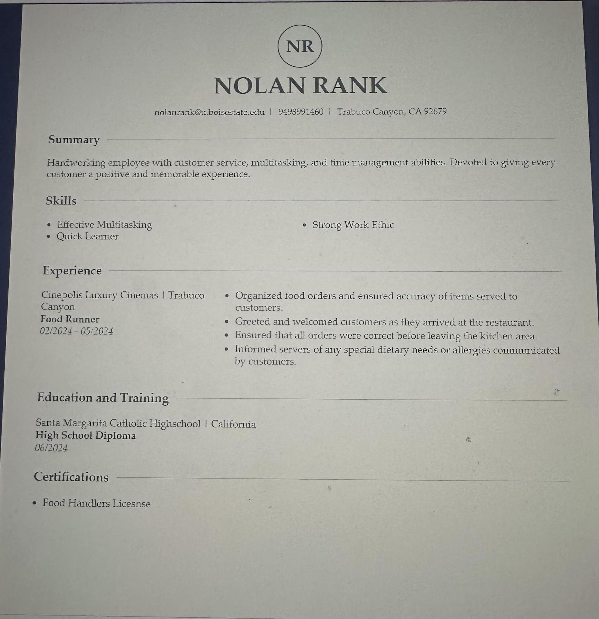 Nolan Rank